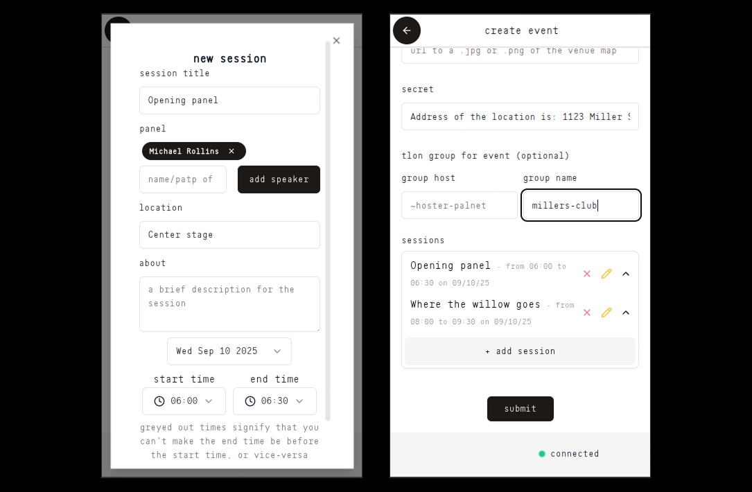 Conference event app screenshot